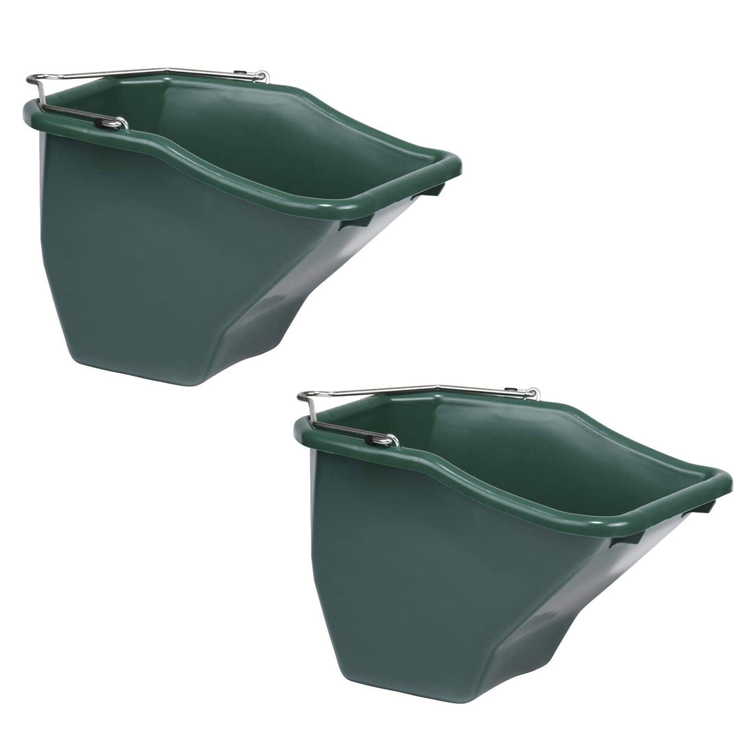 Little Giant 20 QT. Plastic Flat Back Livestock Feed Bucket, Green (2 Pack)