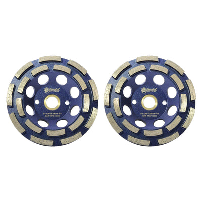DiamaPro Systems Non Threaded 5" Double Row Concrete Grinding Cup Wheel (2 Pack)