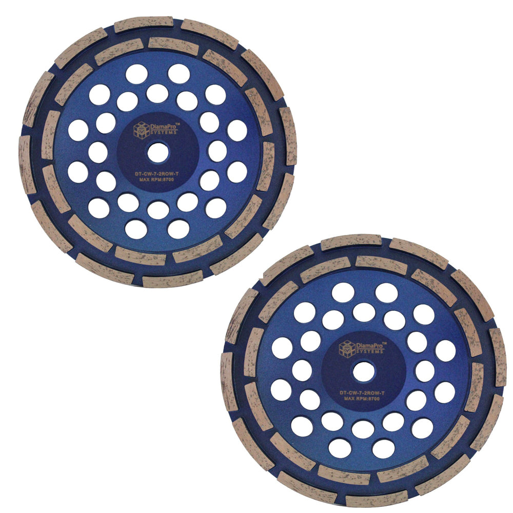 DiamaPro Systems Threaded Double Row Concrete Grinding Cup Wheel Tool, (2 Pack)