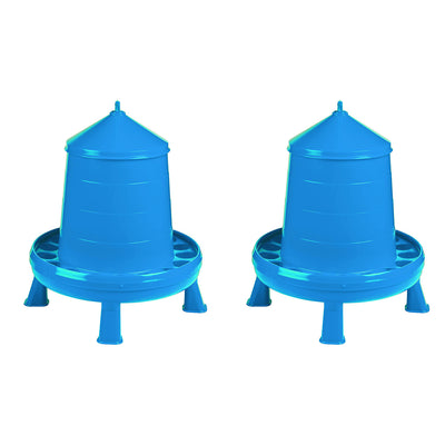 Double-Tuf High Capacity 17.5lb Durable Poultry Feeder with Legs, Blue (2 Pack)