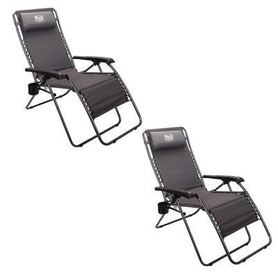 Timber Ridge Zero Gravity Locking Outdoor Recliner Lounge Chair, Gray (2 Pack)