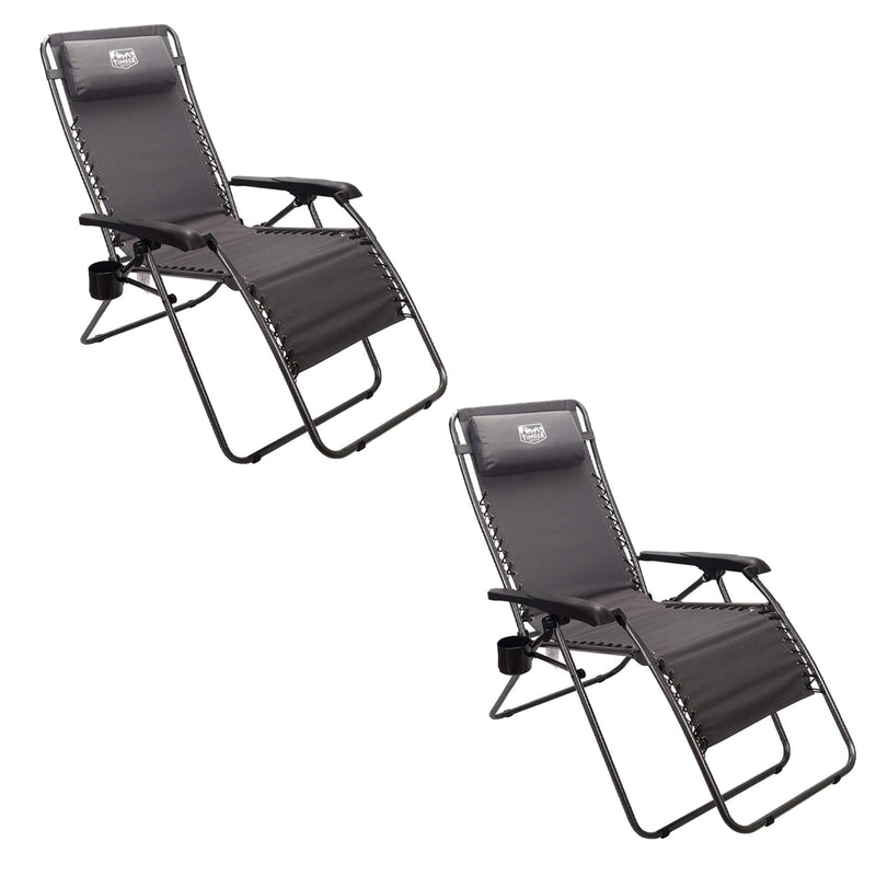 Timber Ridge Zero Gravity Locking Outdoor Recliner Lounge Chair, Gray (2 Pack)