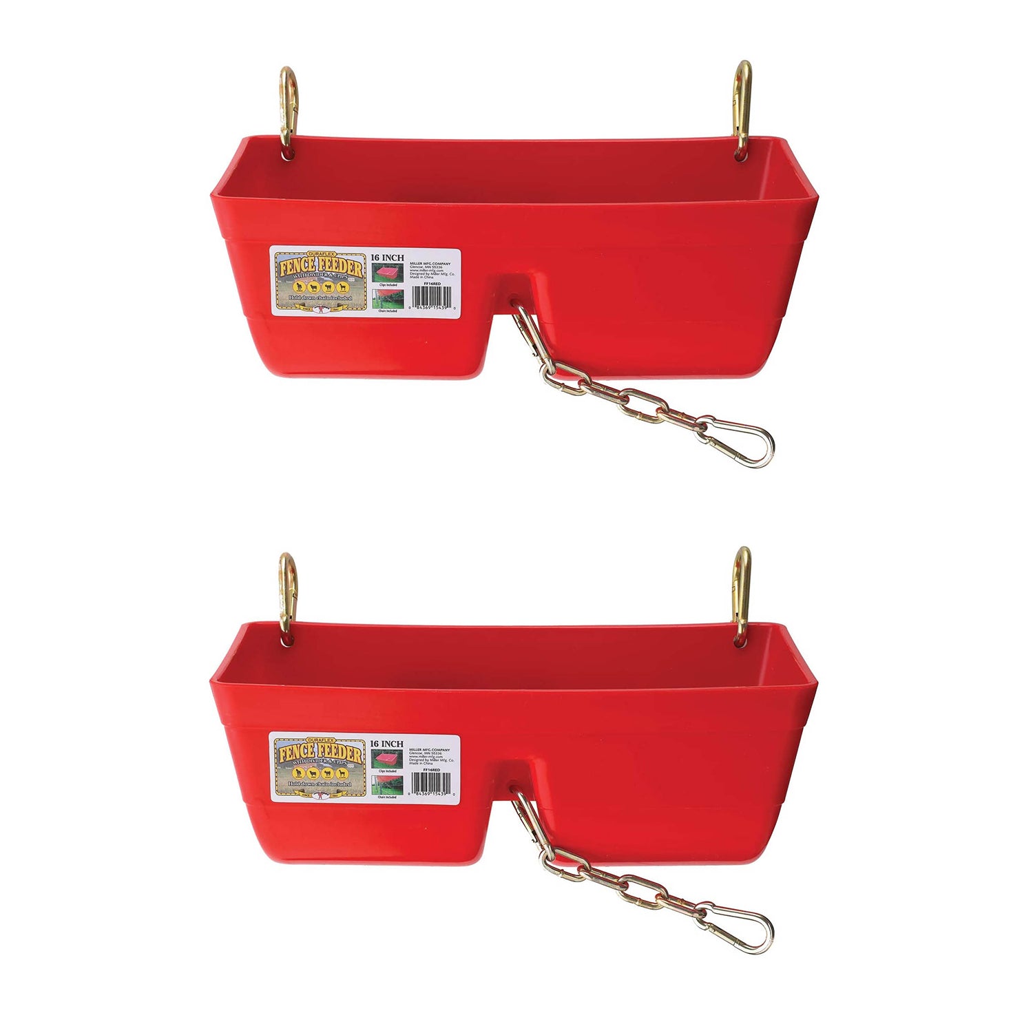 Little Giant 9 Quart Heavy Duty Feed Trough Bucket Fence Feeder, Red (2 Pack) - VMInnovations