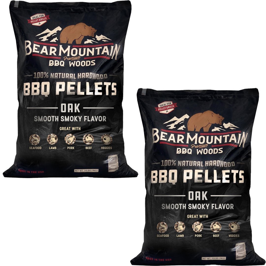 Bear Mountain BBQ All Natural Hardwood Oak BBQ Smoker Pellets, 20 lbs (2 Pack)