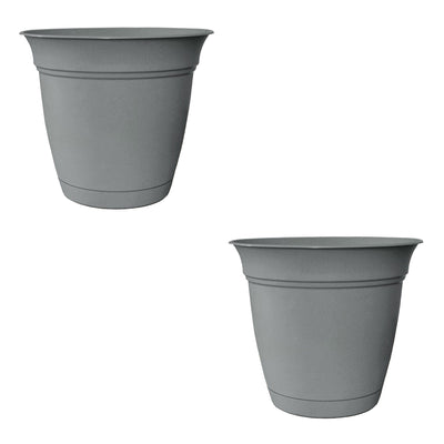 HC Companies 6 Inch Eclipse Planter with Attached Saucer, Stormy Gray (2 Pack) - VMInnovations