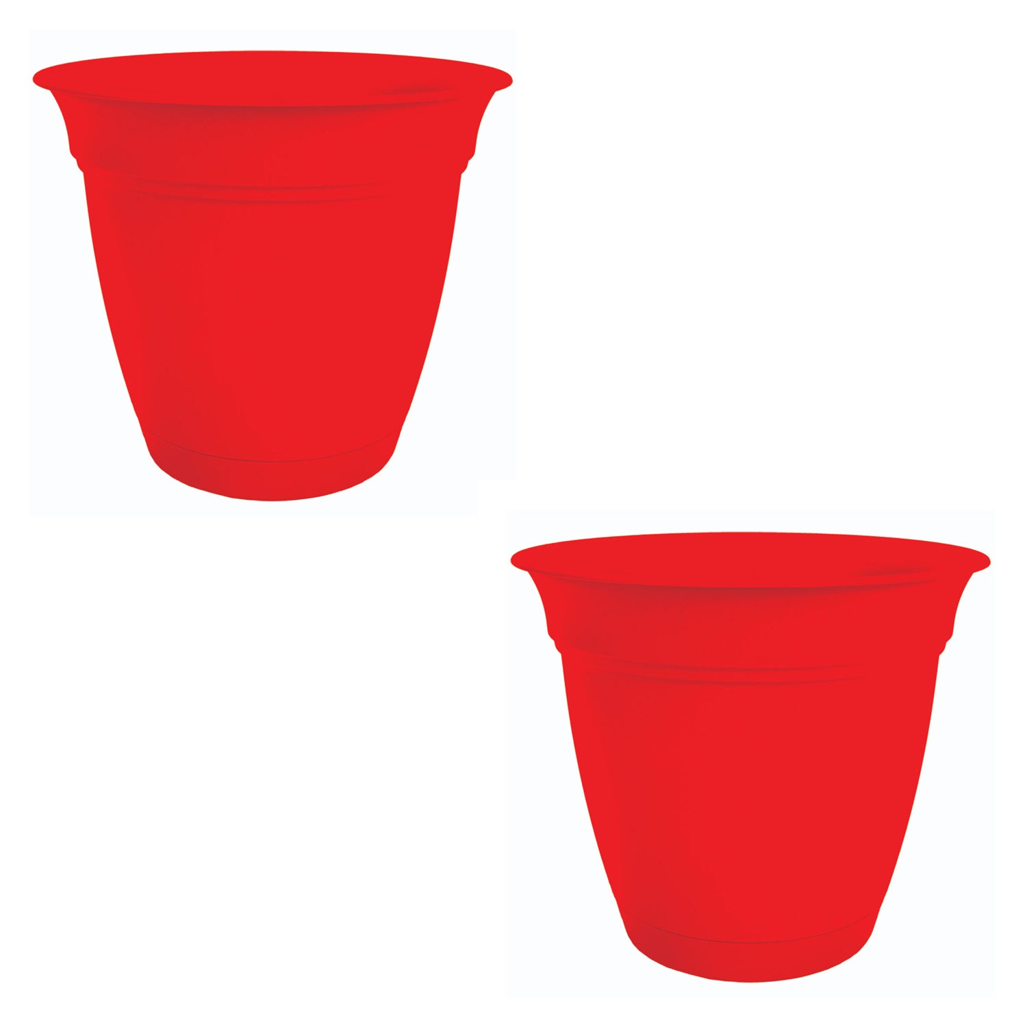 HC Companies 6 Inch Eclipse Planter w/ Attached Saucer, Strawberry Red (2 Pack) - VMInnovations