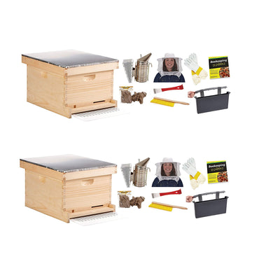 Little Giant 10-Frame Deluxe Beginner Backyard Beekeeping Starter Kit (2 Pack)