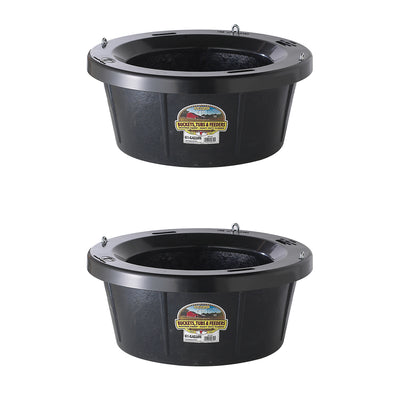 Little Giant Rubber Tub with Metal Hanging Hooks 6.5 Gallons, Black (2 Pack)
