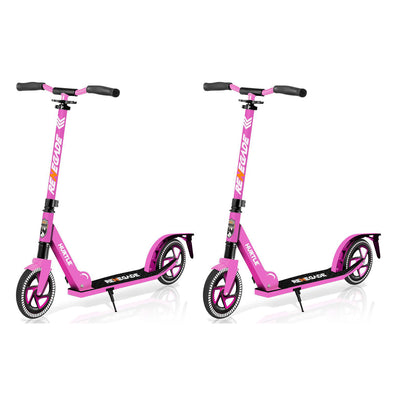 Hurtle Renegade Lightweight Foldable Adult Commuter Kick Scooter, Pink (2 Pack) - VMInnovations
