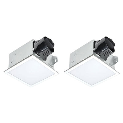 Delta Electronics 100 CFM Exhaust Bath Fan Edge Lit Dimmable LED Light (2 Pack)