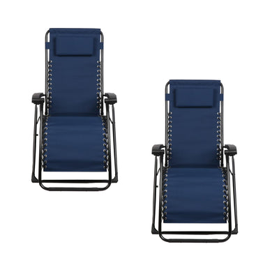 Guidesman Foldable Locking Outdoor Steel Zero Gravity Lounge Chair, Blue(2 Pack) - VMInnovations