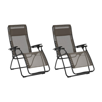 Lafuma Futura Batyline Series Relaxation Lawn Chair Recliner, Graphite (2 Pack) - VMInnovations
