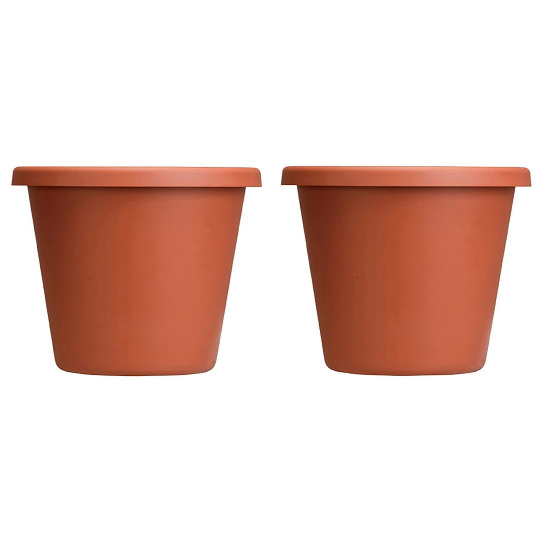 HC Companies LIA24000E35 24-Inch Indoor Plastic Round Classic Pot, Clay (2 Pack)