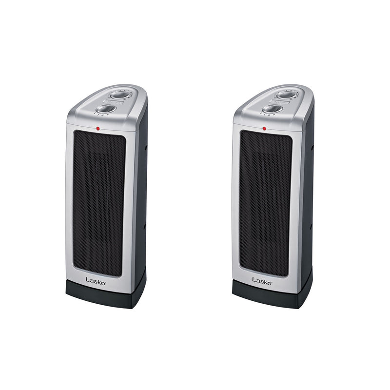 Lasko 5307 Portable Electric 1500W Room Oscillating Tower Space Heater (2 Pack)