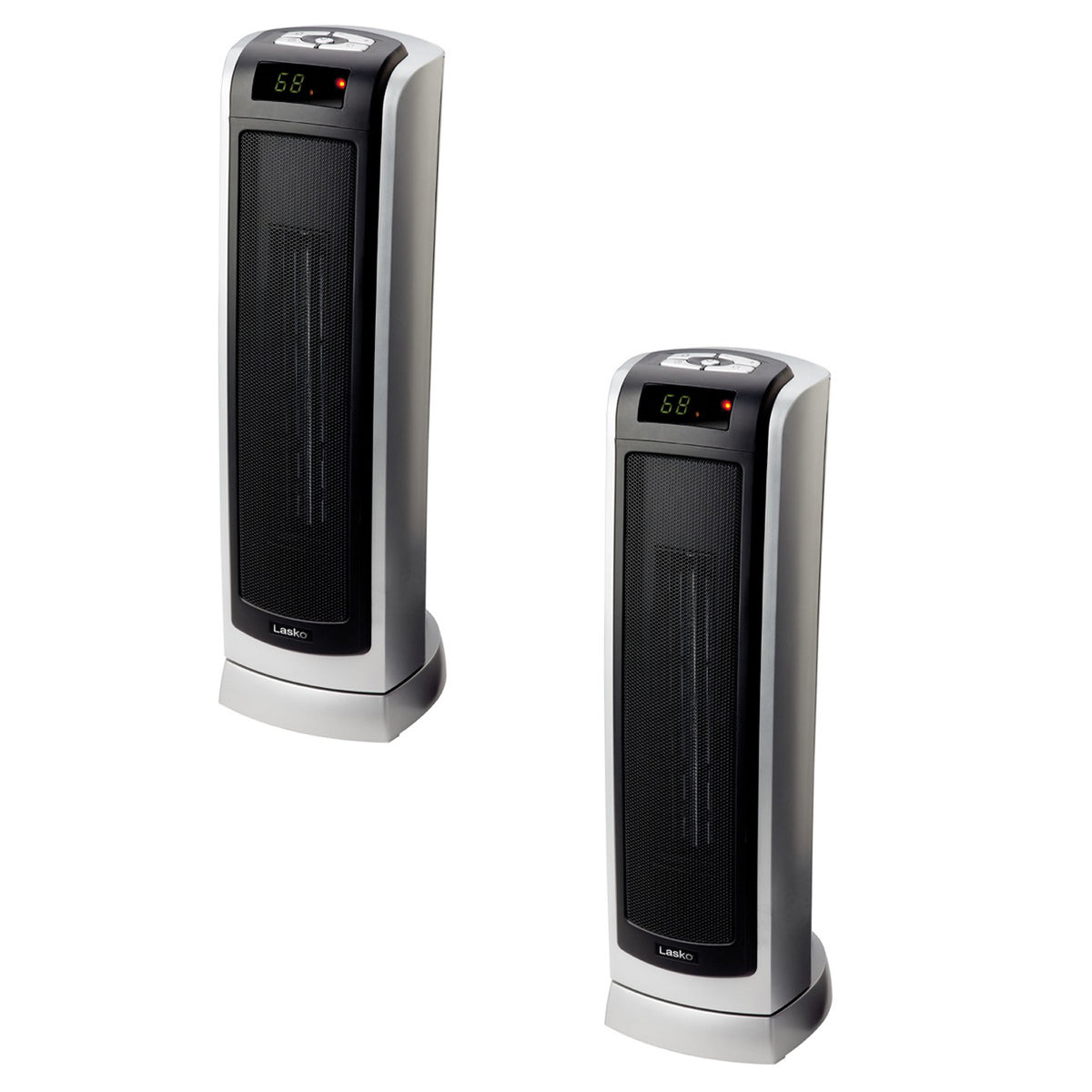 Lasko Portable Electric 1500W Room Oscillating Ceramic Tower Space Heater 2 Pack