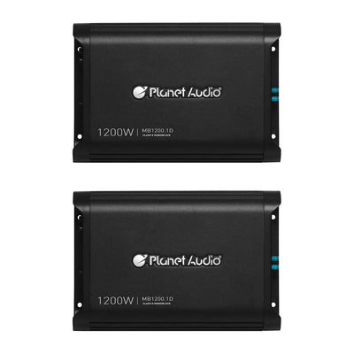 Planet Audio MB1200.1D Monoblock 1200W Class D Power Car Amp w/ Remote (2 Pack)
