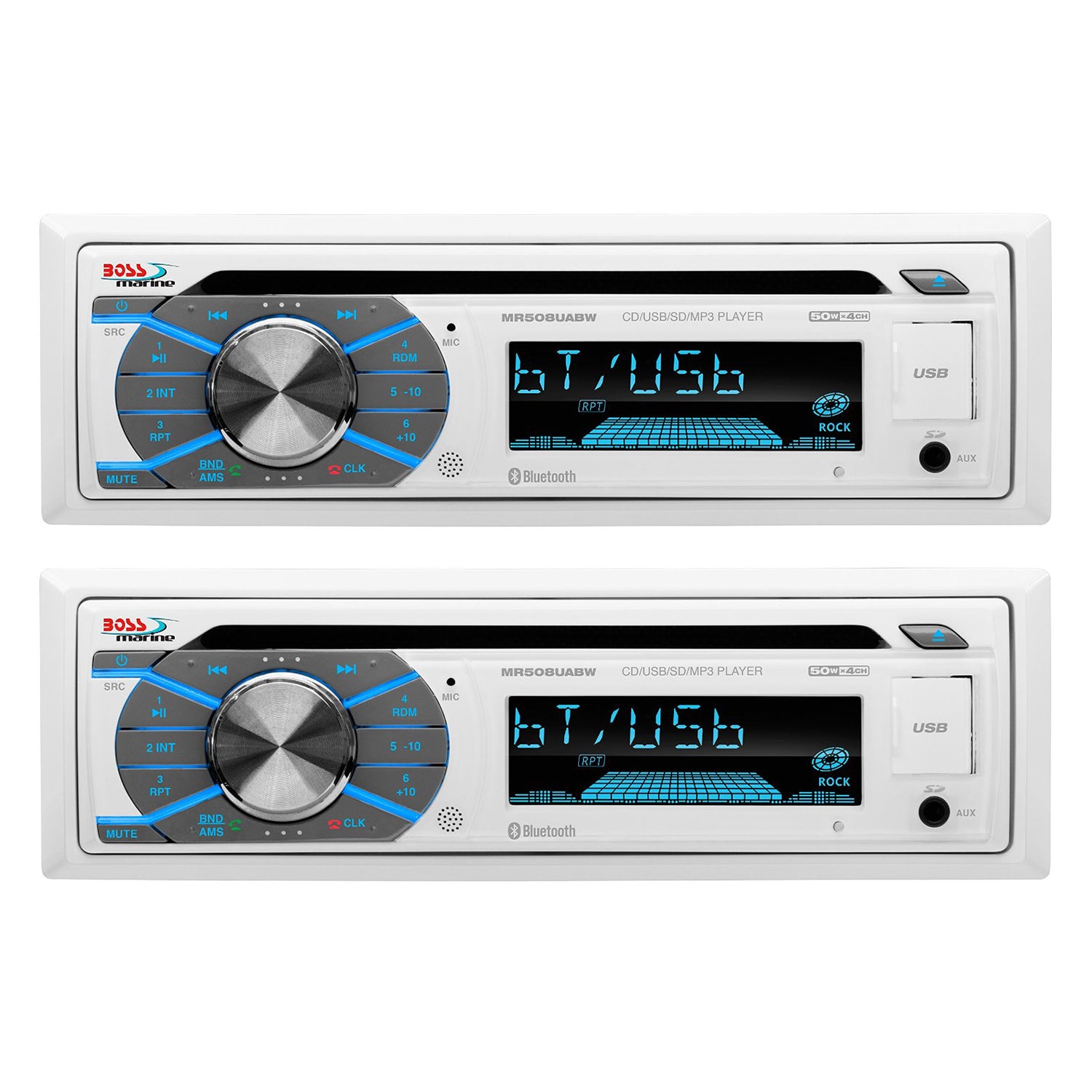 Boss CD/MP3 Marine/Boat In-Dash Player USB/AUX SD Receiver+Bluetooth (2 Pack)