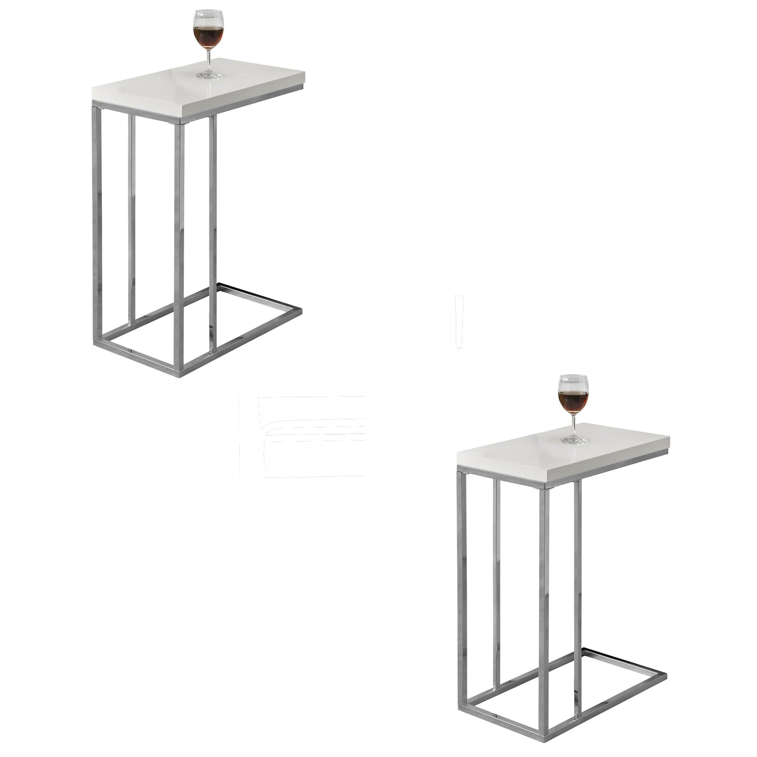 Monarch Specialties Contemporary Accent Rectangular Side Table, White (2 Pack)