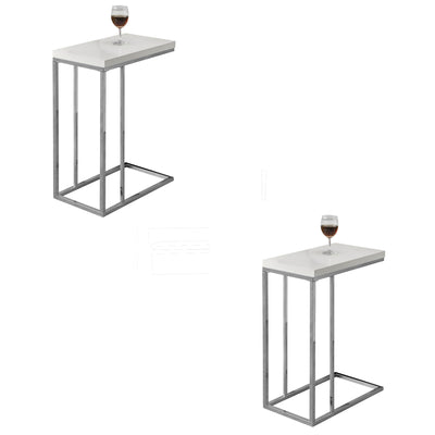 Monarch Specialties Contemporary Accent Rectangular Side Table, White (2 Pack)