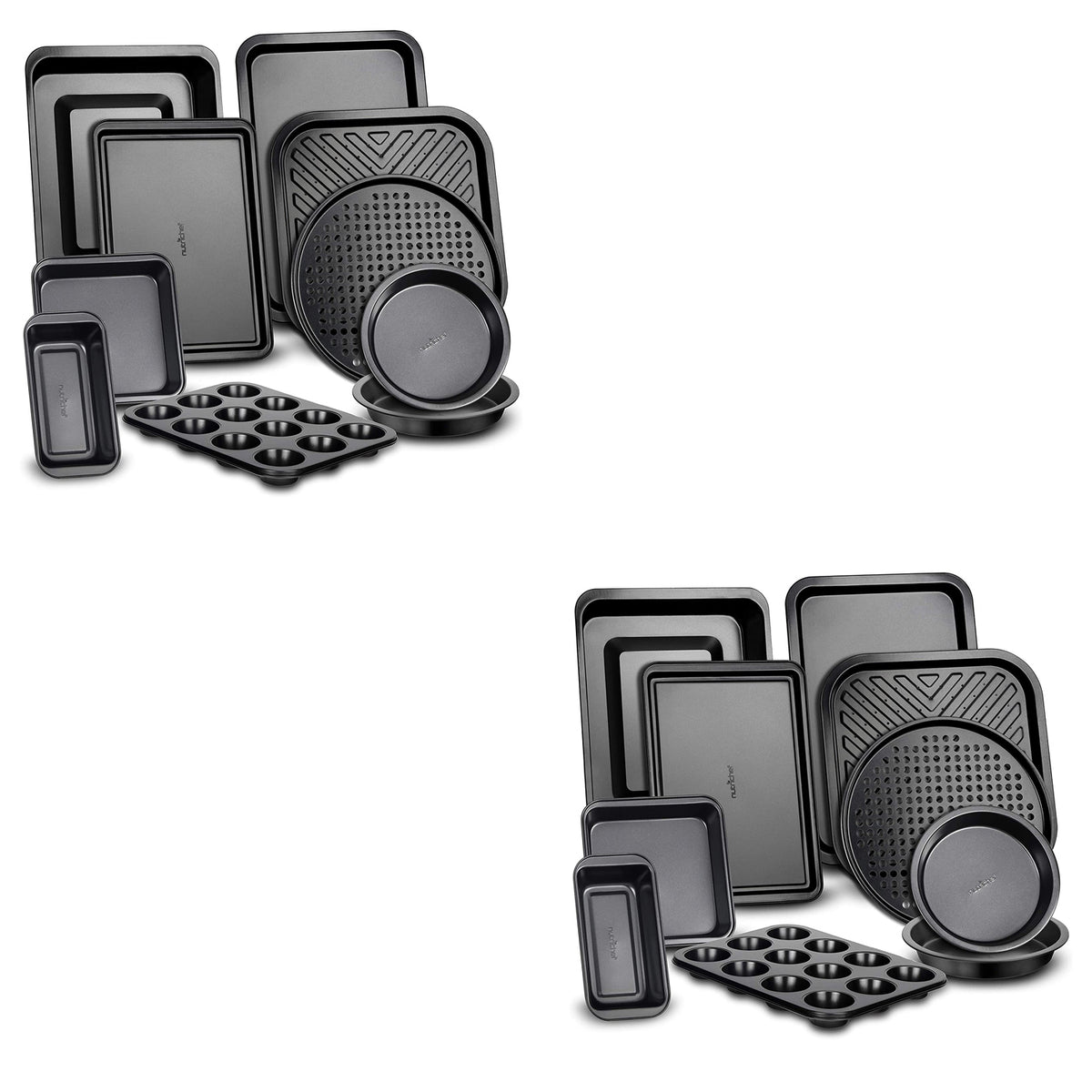 NutriChef Deluxe Nonstick Carbon Steel 10 Piece Kitchen Bakeware Set (2 Pack)
