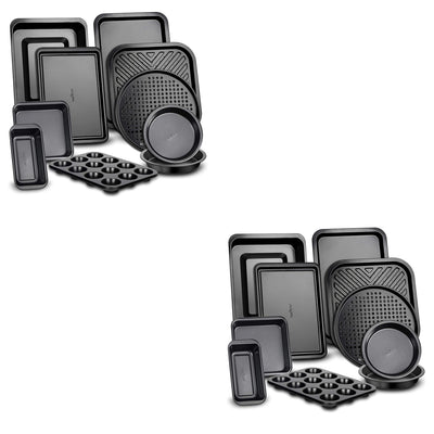 NutriChef Deluxe Nonstick Carbon Steel 10 Piece Kitchen Bakeware Set (2 Pack)