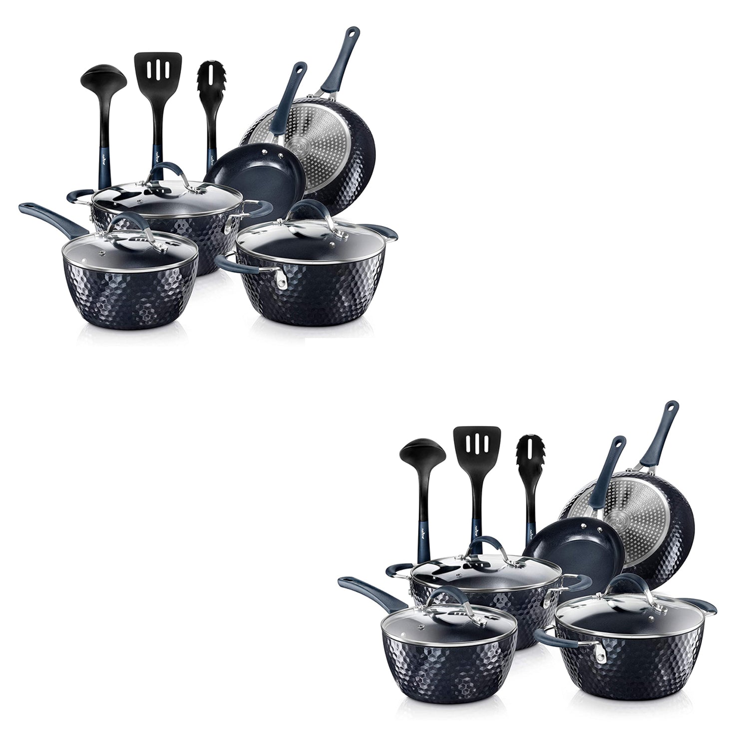 NutriChef Nonstick Cooking Kitchen Cookware 11 Piece Pots and Pans Set (2 Pack) - VMInnovations