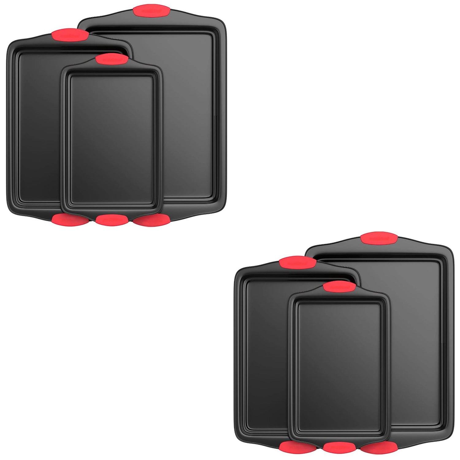 NutriChef Kitchen Deluxe Non Stick Carbon Steel 3 Piece Bakeware Set (2 Pack)