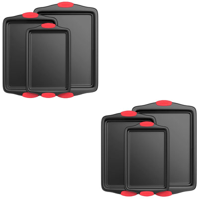 NutriChef Kitchen Deluxe Non Stick Carbon Steel 3 Piece Bakeware Set (2 Pack)