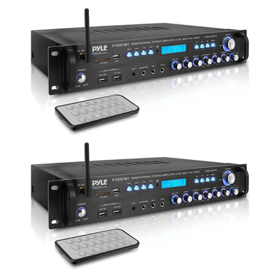 Pyle 3000 Watt Home Multi Channel Bluetooth Hybrid Amplifier Receiver (2 Pack)