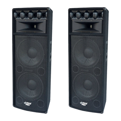 Pyle 1600W Outdoor 7 Way PA Loud-Speaker Cabinet with Dual 12" Woofers (2 Pack)