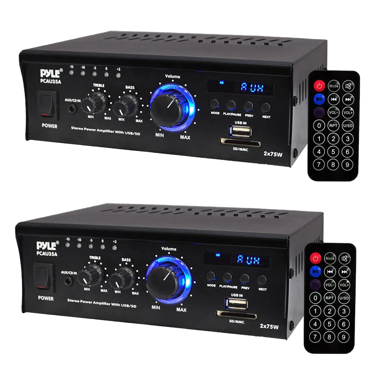 Pyle PCAU35A 2 Channel 75 Watt Home Theater Stereo Power Amplifier (2 Pack)