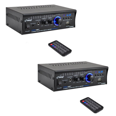 Pyle PCAU48BT Mini Blues Series 2 Channel Bluetooth Amplifier Stereo (2 Pack)