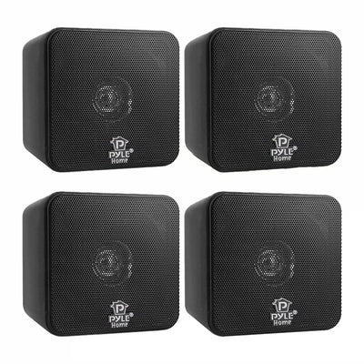 Pyle PCB4BK 4 Inch 200W Mini Cube Bookshelf Stereo Speakers, Black (4 Speakers) - VMInnovations