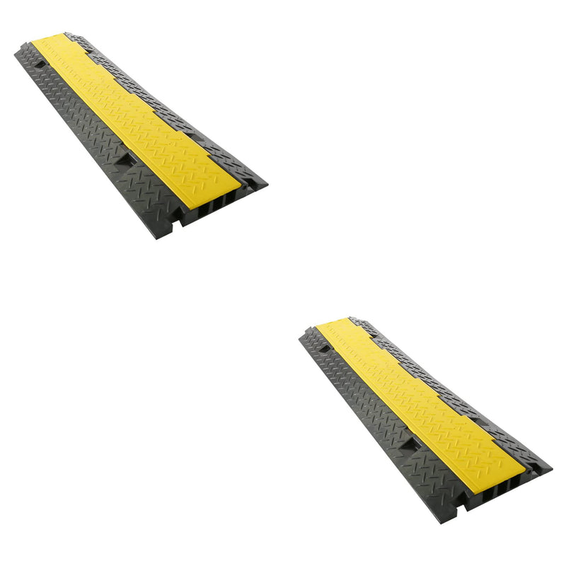 Pyle 3 Channel Cable Wire Protector Cover Ramp w/ Cord Safety Flip Lid (2 Pack)