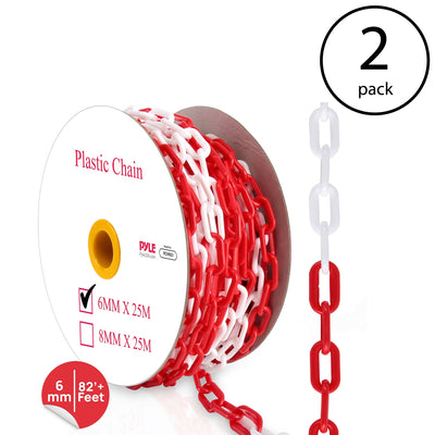 Pyle PCHN31 Safety Chain Barrier Plastic Links 82 Feet, Red & White (2 Pack) - VMInnovations