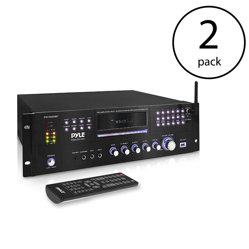 Pyle PD1000BT 4 Channel Home Theater Preamplifier Stereo Sound System (2 Pack)