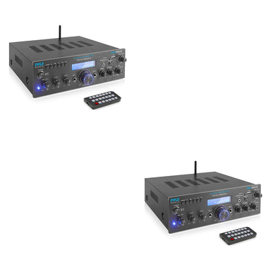 Pyle Compact 200 Watt Bluetooth Home Stereo Amplifier Receiver System (2 Pack) - VMInnovations
