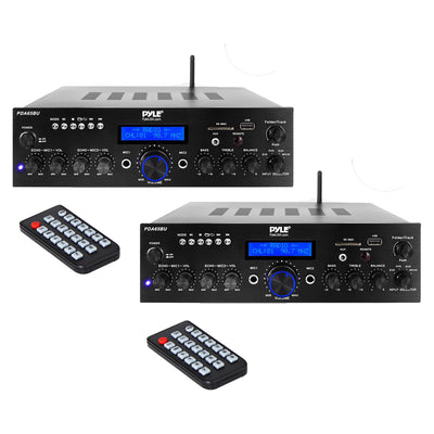 Pyle PDA65BU Bluetooth 2 Channel 200 Amplifier Receiver Sound System (2 Pack) - VMInnovations