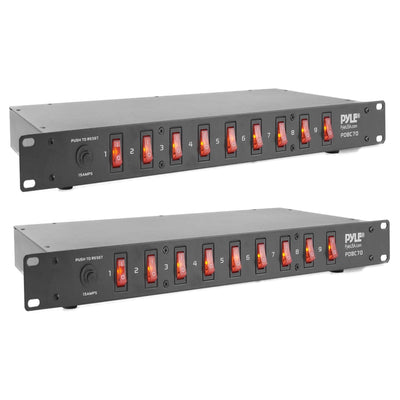 Pyle PDBC70 15 Amp Rack Mountable 9 Outlet Power Strip Surge Protector (2 Pack) - VMInnovations