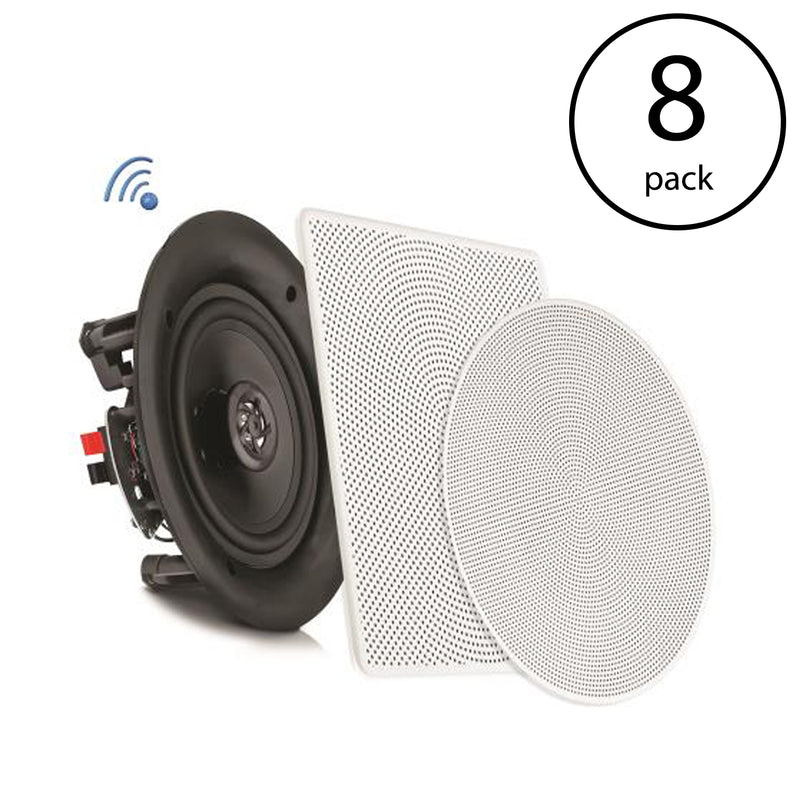Pyle 8 Inch 2 Way 250W Flush Mount Bluetooth Ceiling Wall Speakers (8 Pack)