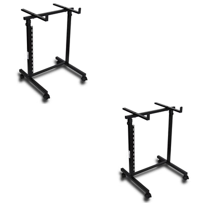 Pyle Universal Open Frame Metal DJ Stand Rack Mount with Rolling Wheels (2 Pack)