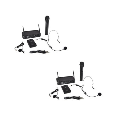 Pyle 2 x PDWM2140 VHF 2 Channel Wireless Handheld & Headset Mic System (2 Pack)
