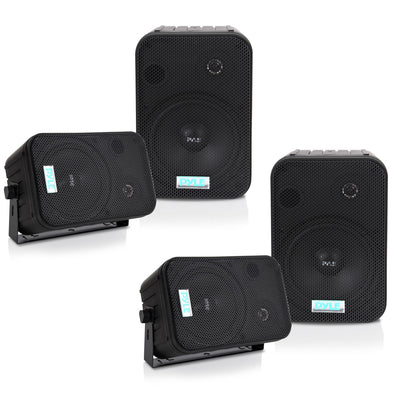 Pyle PDWR40B Waterproof Indoor Outdoor 5.25 Inch Speaker System, Black (4 Pack)
