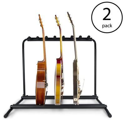 Pyle PGST43 Instrument 7 Slot Universal Guitar Floor Stand Rack Holder (2 Pack)
