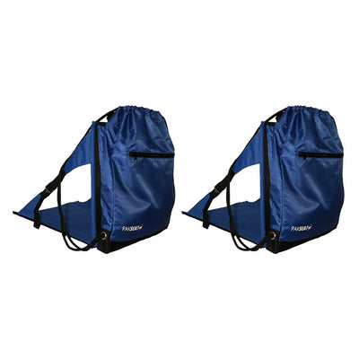 Ostrich PakSeat Padded Folding Stadium Seat Backpack String Bag, Blue (2 Pack)
