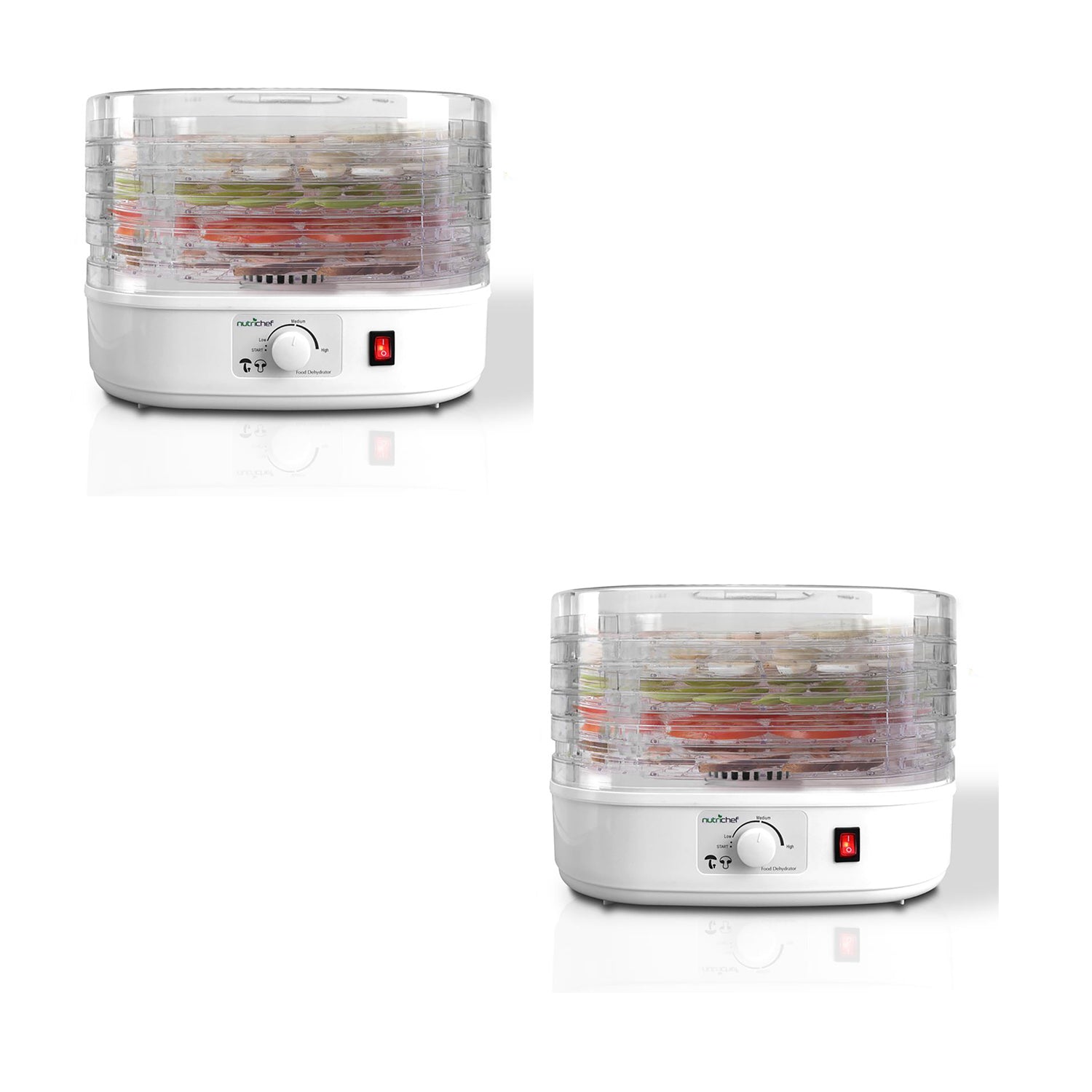 NutriChef Kitchen Countertop 5 Tray Electric Food Dehydrator Machine (2 Pack) - VMInnovations