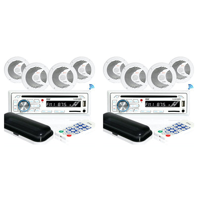 Pyle Marine Bluetooth Receiver Stereo System with 2 6.5 Inch Speakers (2 Pack) - VMInnovations