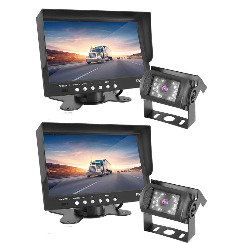 Pyle PLCMTR71 Weatherproof Rearview Backup Camera w/ 7" Monitor System (2 Pack)
