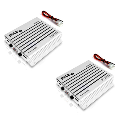 Pyle PLMRA400 400 Watt 4 Channel Marine Boat Audio Amplifier, White (2 Pack) - VMInnovations