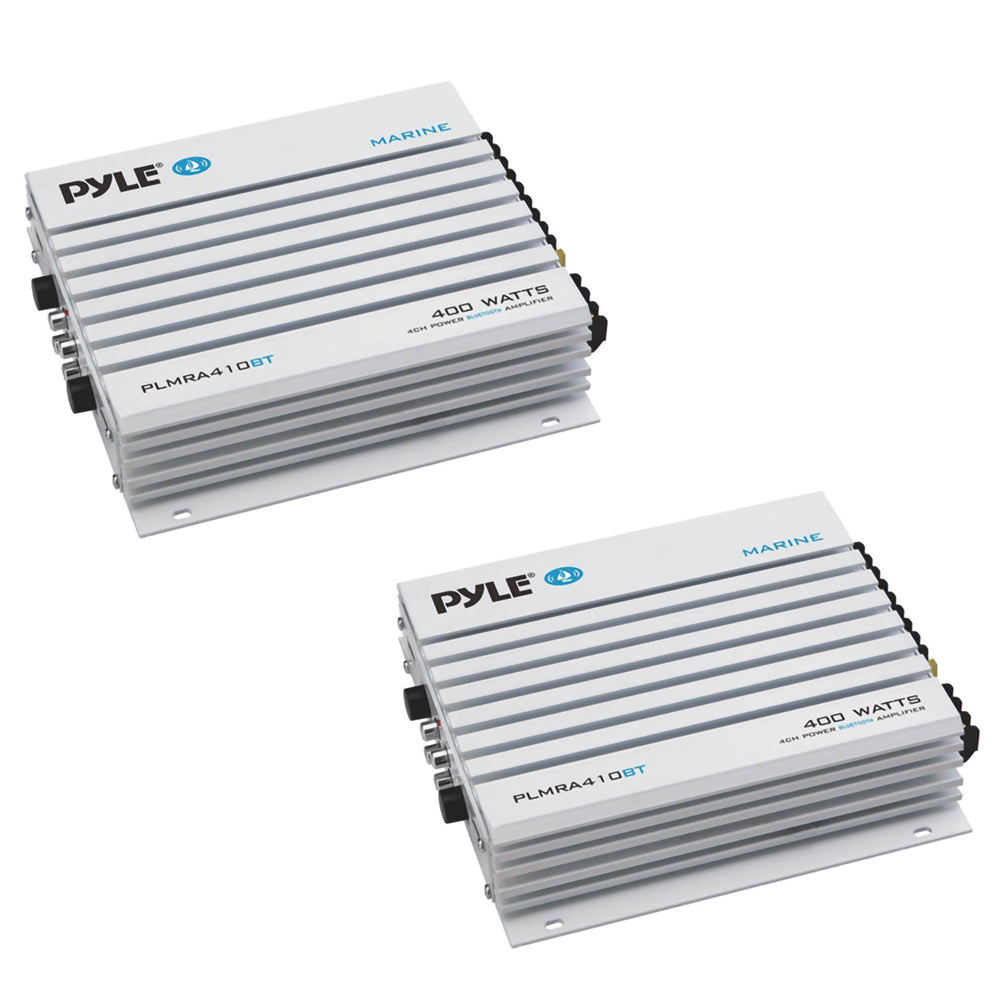 Pyle PLMRA410BT Bluetooth 400W 4 Channel Waterproof Marine Amplifier (2 Pack)